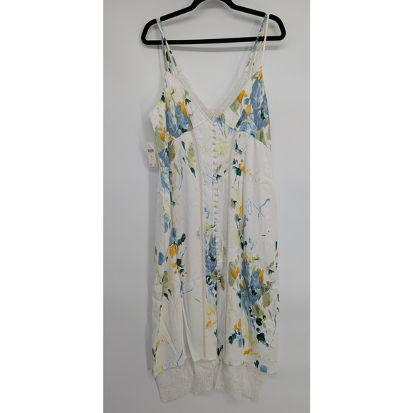 NWT By Anthropologie Lace Button-Front Slip Dress Size 16P Petites Ivory #ND455 - Picture 7 of 13